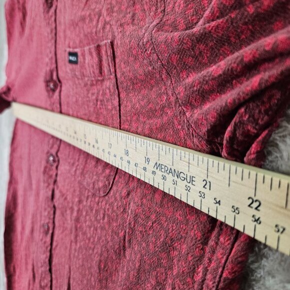 RVCA Button-Down Shirt All Over Print Logo Pocket Short Sleeve Men's Size M - Picture 4 of 10